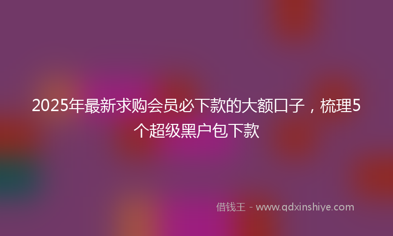 2025年最新求购会员必下款的大额口子，梳理5个超级黑户包下款