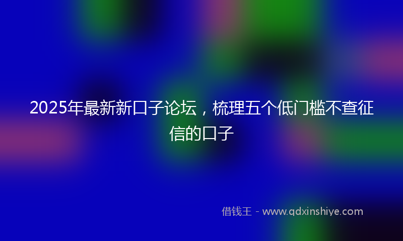 2025年最新新口子论坛，梳理五个低门槛不查征信的口子