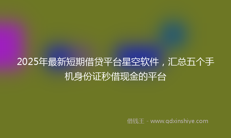 2025年最新短期借贷平台星空软件，汇总五个手机身份证秒借现金的平台