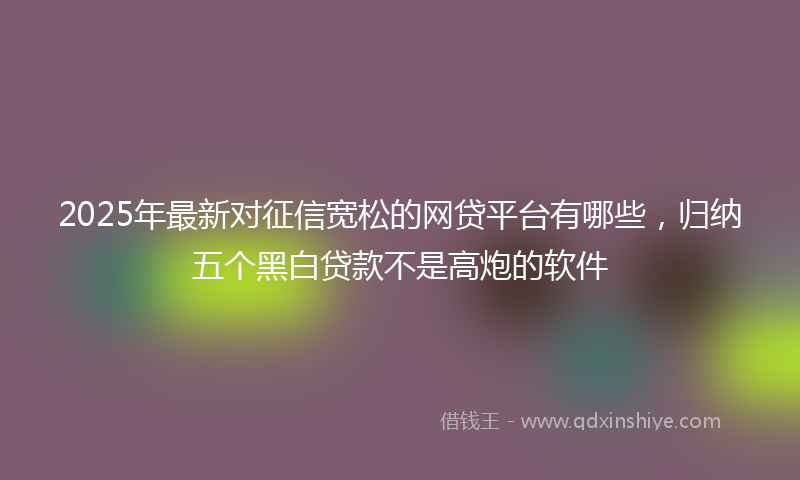 2025年最新对征信宽松的网贷平台有哪些，归纳五个黑白贷款不是高炮的软件