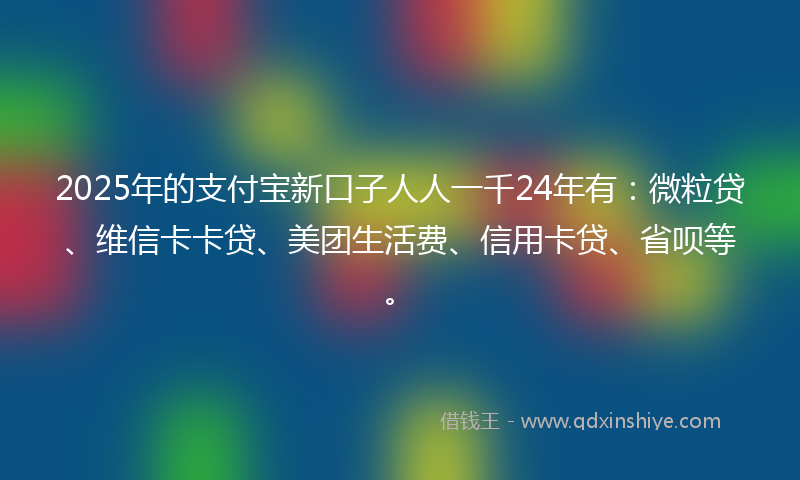 2025年的支付宝新口子人人一千24年有：微粒贷、维信卡卡贷、美团生活费、信用卡贷、省呗等。