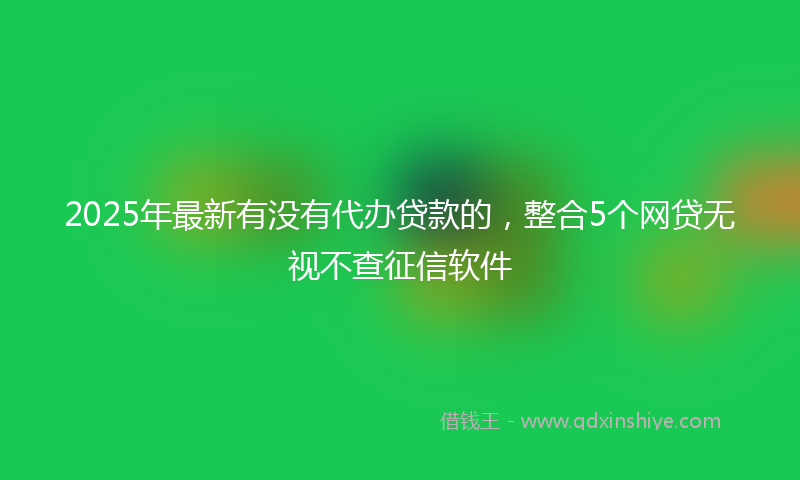 2025年最新有没有代办贷款的，整合5个网贷无视不查征信软件