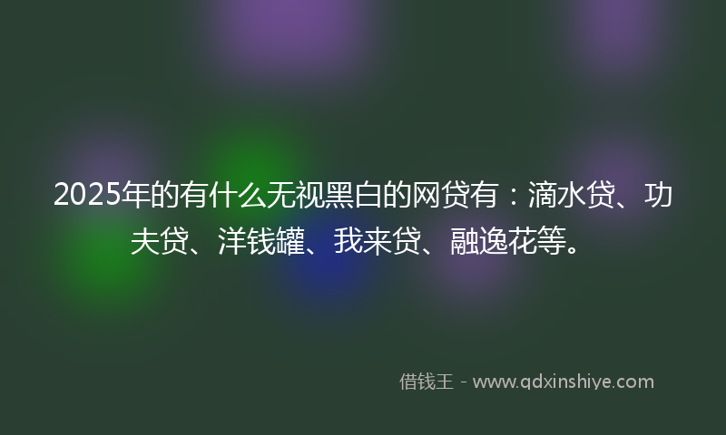 2025年的有什么无视黑白的网贷有：滴水贷、功夫贷、洋钱罐、我来贷、融逸花等。
