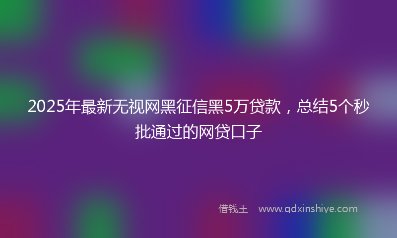 2025年最新无视网黑征信黑5万贷款，总结5个秒批通过的网贷口子