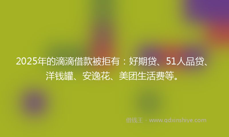 2025年的滴滴借款被拒有：好期贷、51人品贷、洋钱罐、安逸花、美团生活费等。
