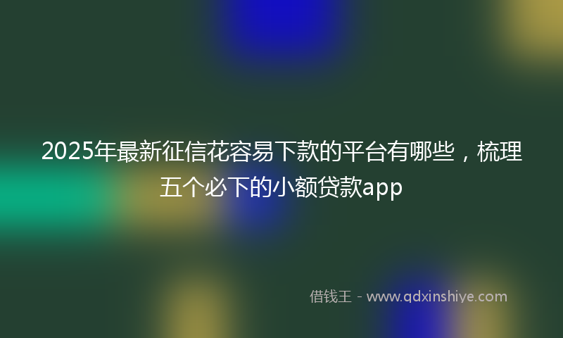 2025年最新征信花容易下款的平台有哪些，梳理五个必下的小额贷款app