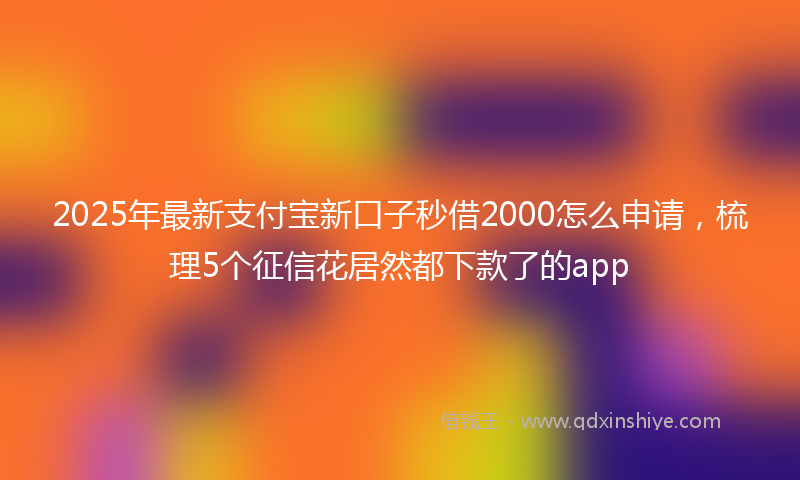 2025年最新支付宝新口子秒借2000怎么申请，梳理5个征信花居然都下款了的app