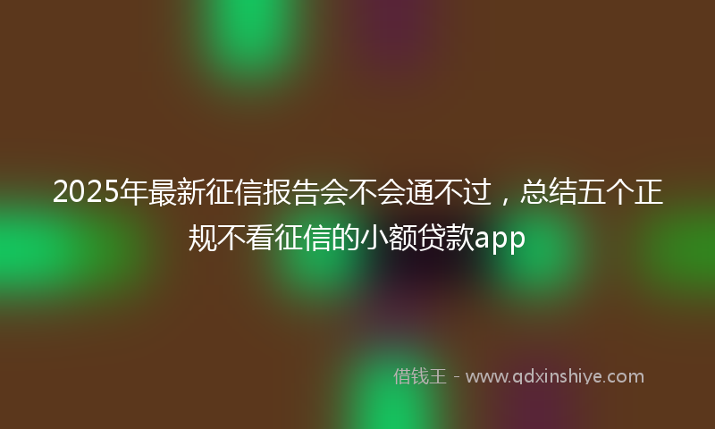 2025年最新征信报告会不会通不过，总结五个正规不看征信的小额贷款app