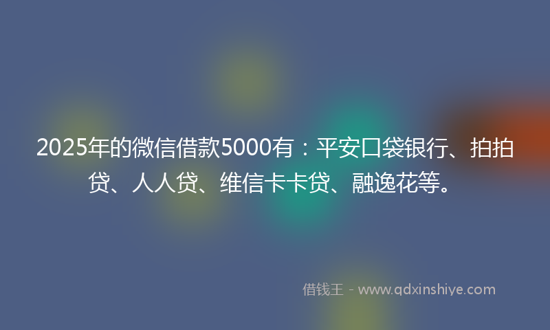 2025年的微信借款5000有：平安口袋银行、拍拍贷、人人贷、维信卡卡贷、融逸花等。