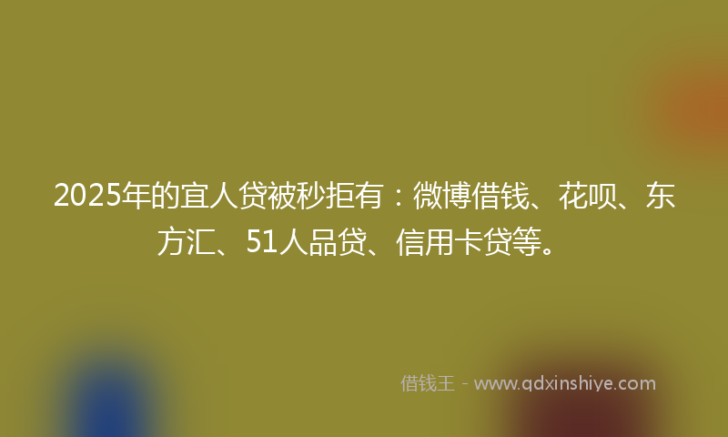 2025年的宜人贷被秒拒有：微博借钱、花呗、东方汇、51人品贷、信用卡贷等。