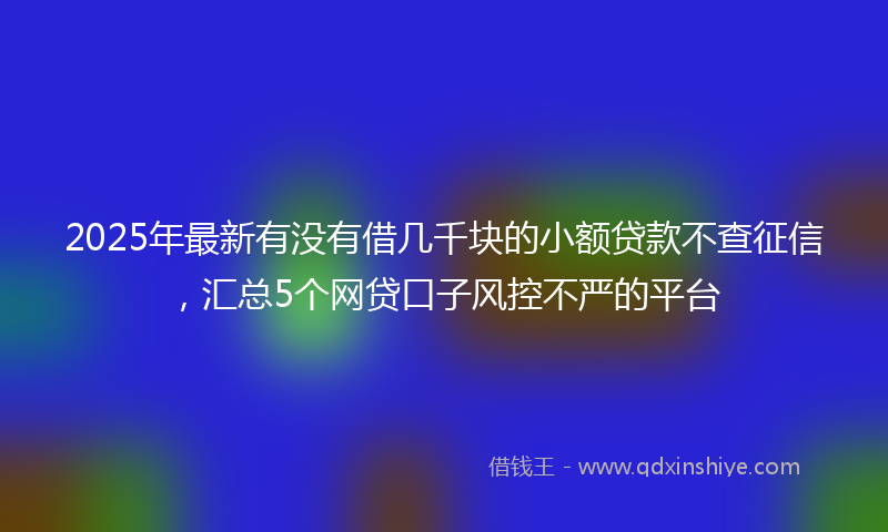 2025年最新有没有借几千块的小额贷款不查征信，汇总5个网贷口子风控不严的平台