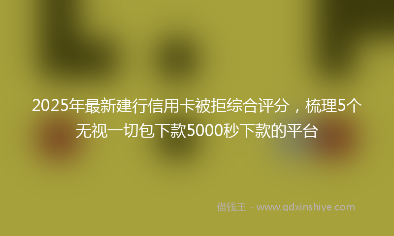 2025年最新建行信用卡被拒综合评分，梳理5个无视一切包下款5000秒下款的平台