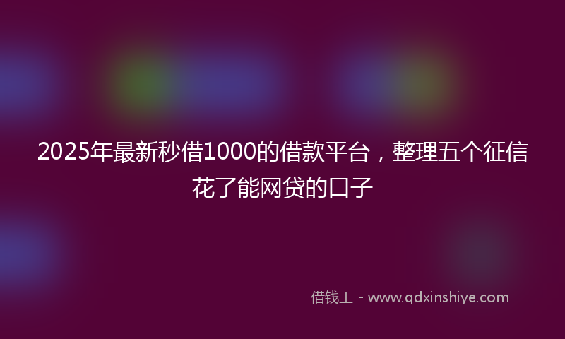 2025年最新秒借1000的借款平台，整理五个征信花了能网贷的口子
