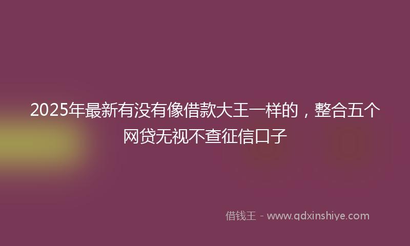 2025年最新有没有像借款大王一样的，整合五个网贷无视不查征信口子