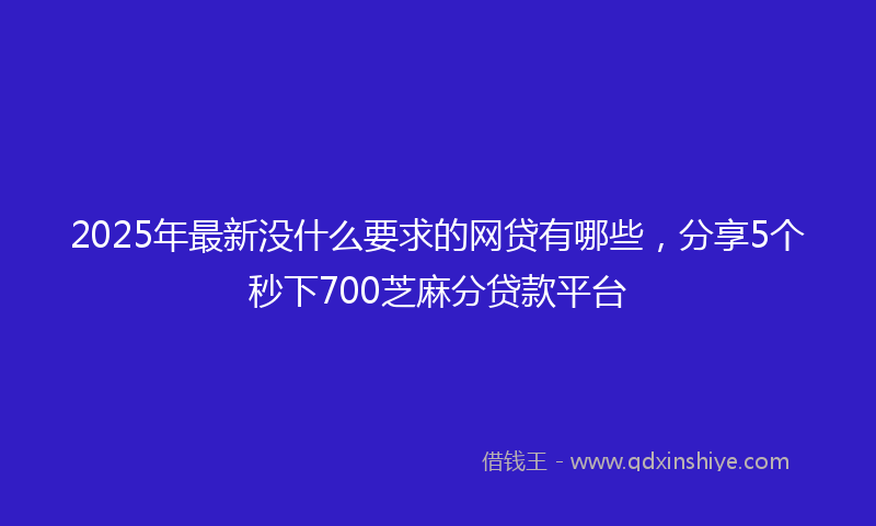 2025年最新没什么要求的网贷有哪些，分享5个秒下700芝麻分贷款平台