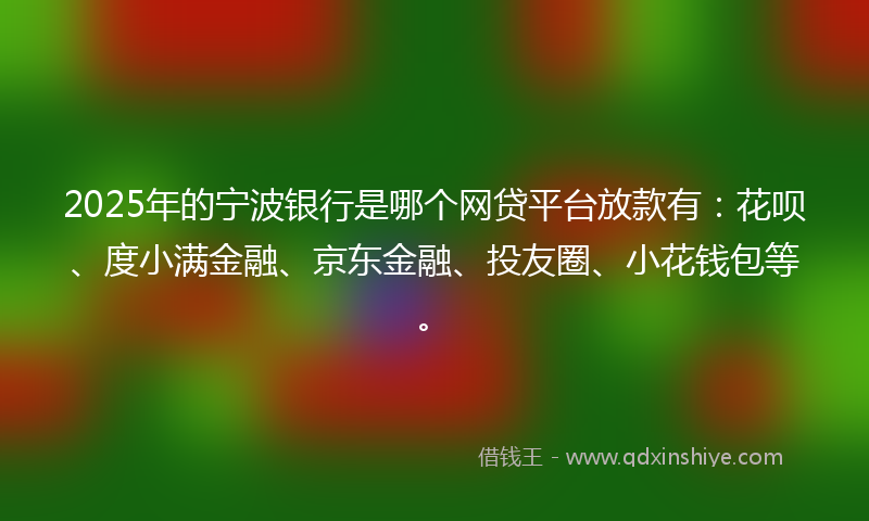 2025年的宁波银行是哪个网贷平台放款有：花呗、度小满金融、京东金融、投友圈、小花钱包等。
