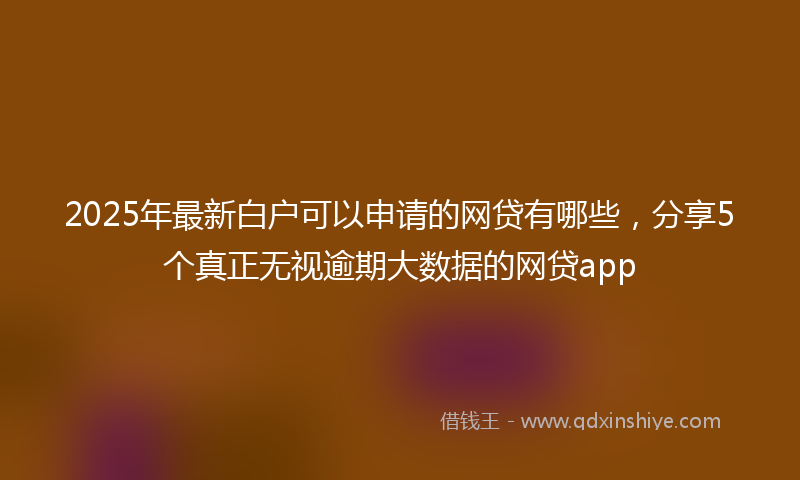 2025年最新白户可以申请的网贷有哪些，分享5个真正无视逾期大数据的网贷app