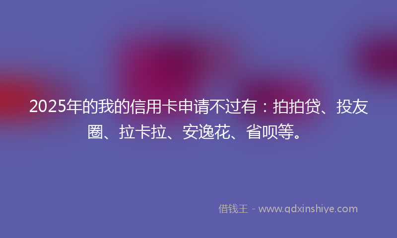 2025年的我的信用卡申请不过有：拍拍贷、投友圈、拉卡拉、安逸花、省呗等。