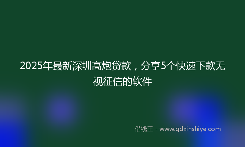 2025年最新深圳高炮贷款，分享5个快速下款无视征信的软件