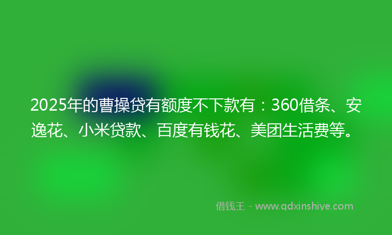 2025年的曹操贷有额度不下款有：360借条、安逸花、小米贷款、百度有钱花、美团生活费等。