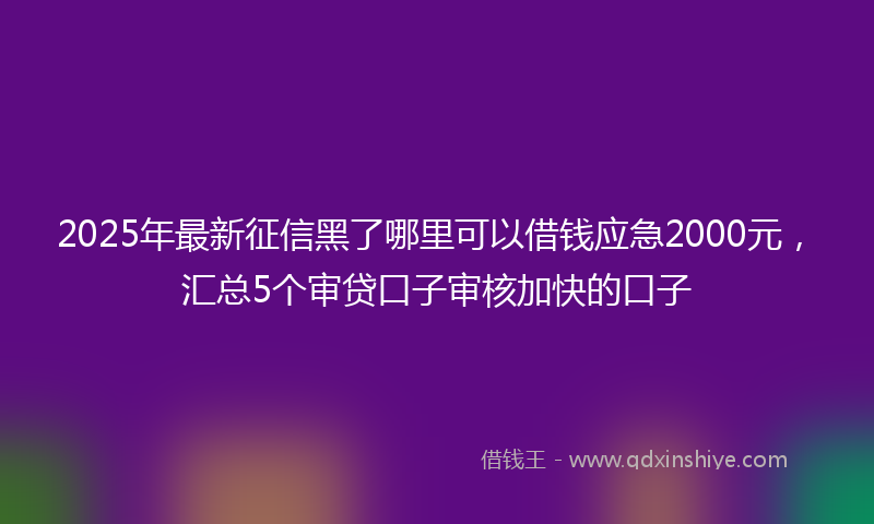 2025年最新征信黑了哪里可以借钱应急2000元，汇总5个审贷口子审核加快的口子