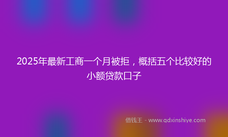 2025年最新工商一个月被拒，概括五个比较好的小额贷款口子