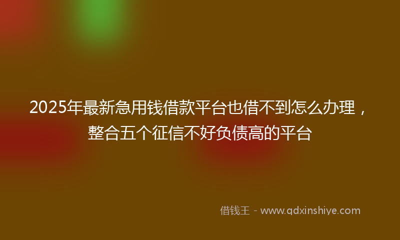2025年最新急用钱借款平台也借不到怎么办理，整合五个征信不好负债高的平台