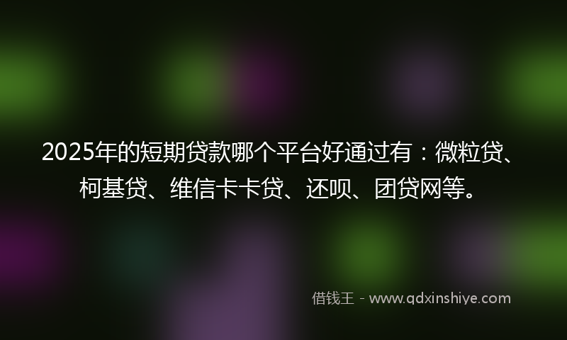 2025年的短期贷款哪个平台好通过有：微粒贷、柯基贷、维信卡卡贷、还呗、团贷网等。