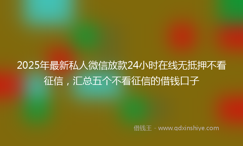 2025年最新私人微信放款24小时在线无抵押不看征信，汇总五个不看征信的借钱口子