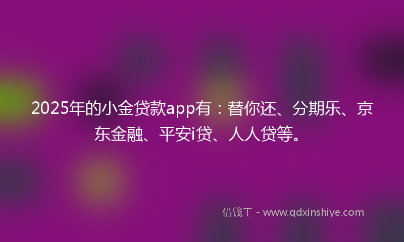 2025年的小金贷款app有：替你还、分期乐、京东金融、平安i贷、人人贷等。