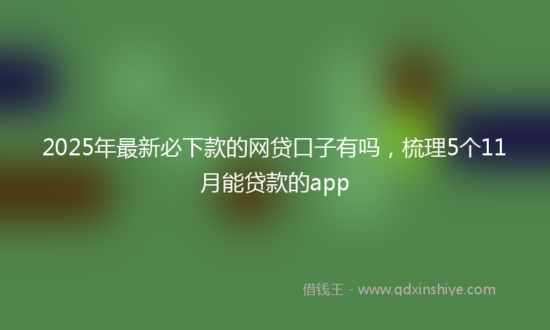 2025年最新必下款的网贷口子有吗，梳理5个11月能贷款的app