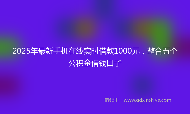 2025年最新手机在线实时借款1000元，整合五个公积金借钱口子