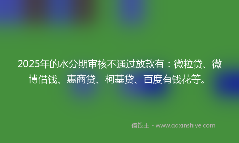 2025年的水分期审核不通过放款有：微粒贷、微博借钱、惠商贷、柯基贷、百度有钱花等。