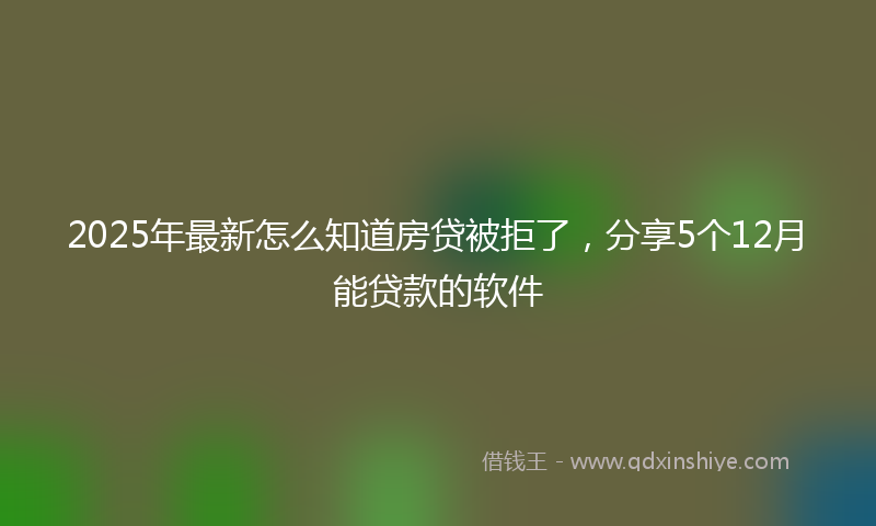 2025年最新怎么知道房贷被拒了，分享5个12月能贷款的软件