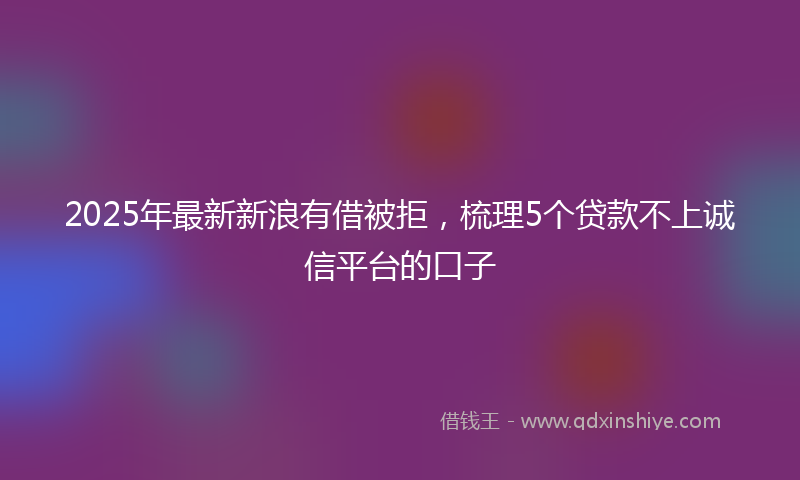 2025年最新新浪有借被拒，梳理5个贷款不上诚信平台的口子