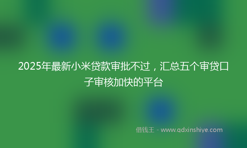 2025年最新小米贷款审批不过，汇总五个审贷口子审核加快的平台