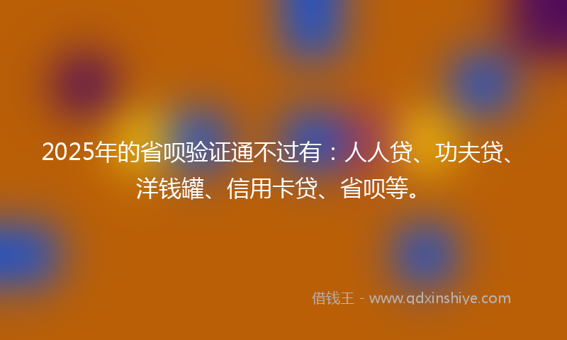 2025年的省呗验证通不过有：人人贷、功夫贷、洋钱罐、信用卡贷、省呗等。