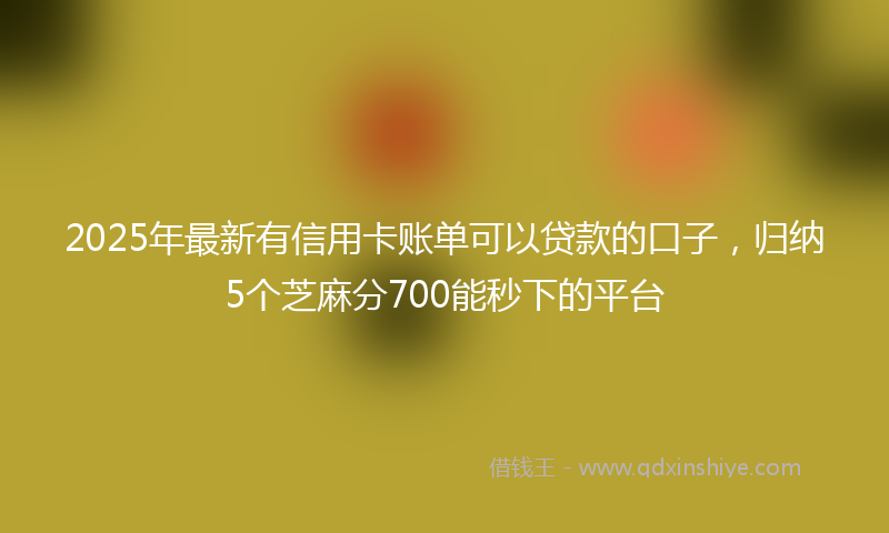 2025年最新有信用卡账单可以贷款的口子，归纳5个芝麻分700能秒下的平台
