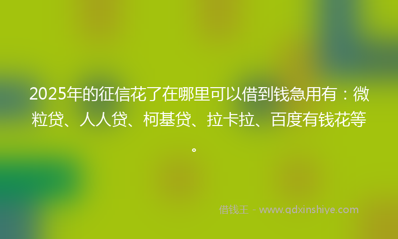 2025年的征信花了在哪里可以借到钱急用有：微粒贷、人人贷、柯基贷、拉卡拉、百度有钱花等。