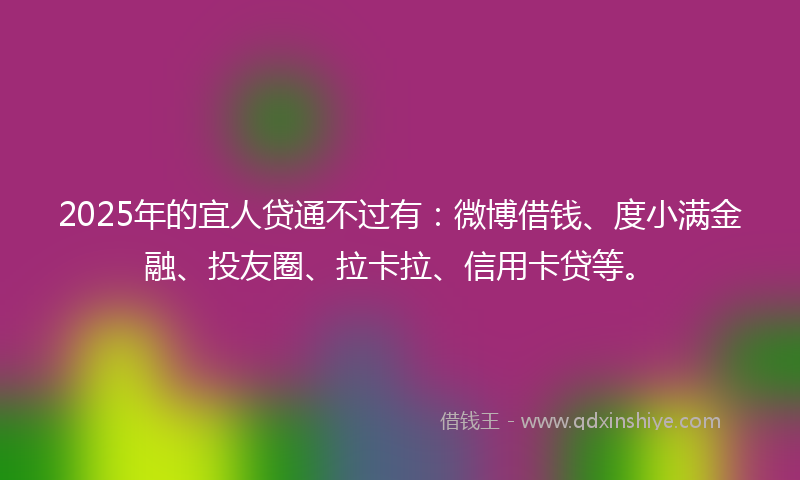 2025年的宜人贷通不过有：微博借钱、度小满金融、投友圈、拉卡拉、信用卡贷等。