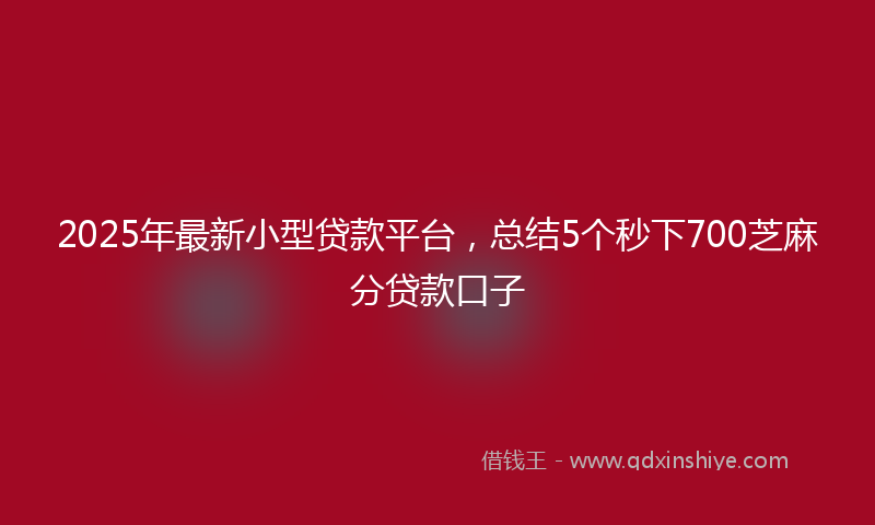 2025年最新小型贷款平台，总结5个秒下700芝麻分贷款口子