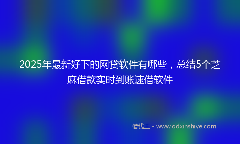 2025年最新好下的网贷软件有哪些，总结5个芝麻借款实时到账速借软件