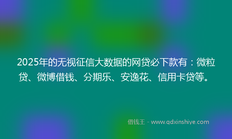 2025年的无视征信大数据的网贷必下款有：微粒贷、微博借钱、分期乐、安逸花、信用卡贷等。