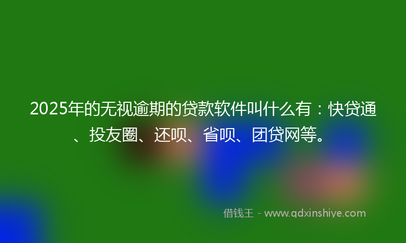 2025年的无视逾期的贷款软件叫什么有：快贷通、投友圈、还呗、省呗、团贷网等。