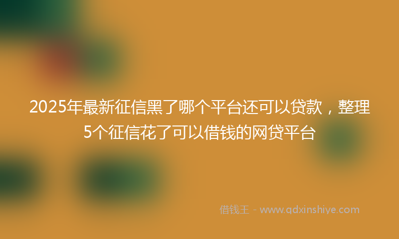 2025年最新征信黑了哪个平台还可以贷款，整理5个征信花了可以借钱的网贷平台