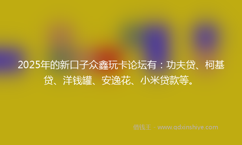 2025年的新口子众鑫玩卡论坛有：功夫贷、柯基贷、洋钱罐、安逸花、小米贷款等。