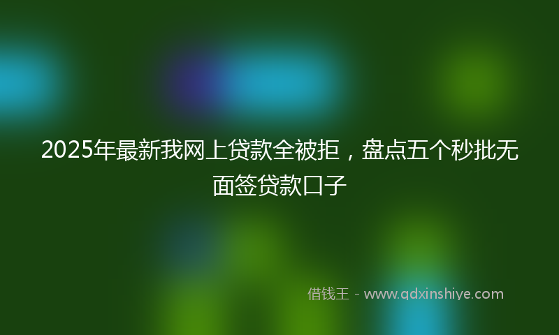 2025年最新我网上贷款全被拒，盘点五个秒批无面签贷款口子