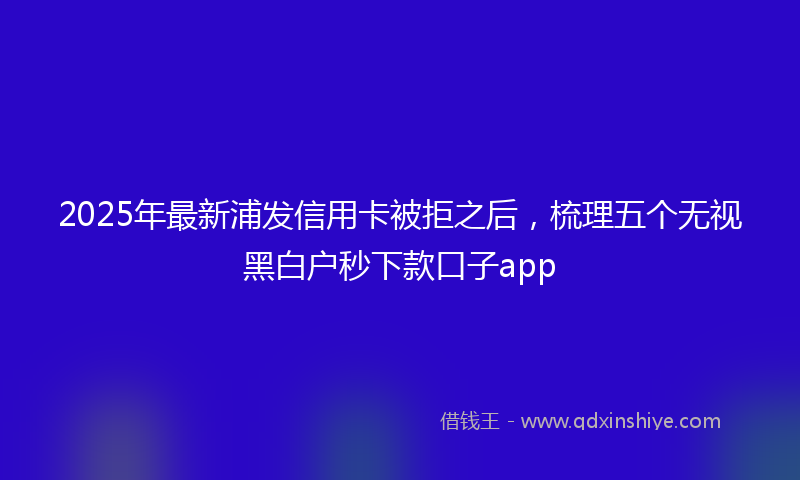 2025年最新浦发信用卡被拒之后，梳理五个无视黑白户秒下款口子app