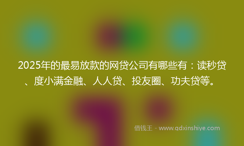 2025年的最易放款的网贷公司有哪些有：读秒贷、度小满金融、人人贷、投友圈、功夫贷等。
