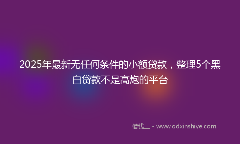 2025年最新无任何条件的小额贷款，整理5个黑白贷款不是高炮的平台